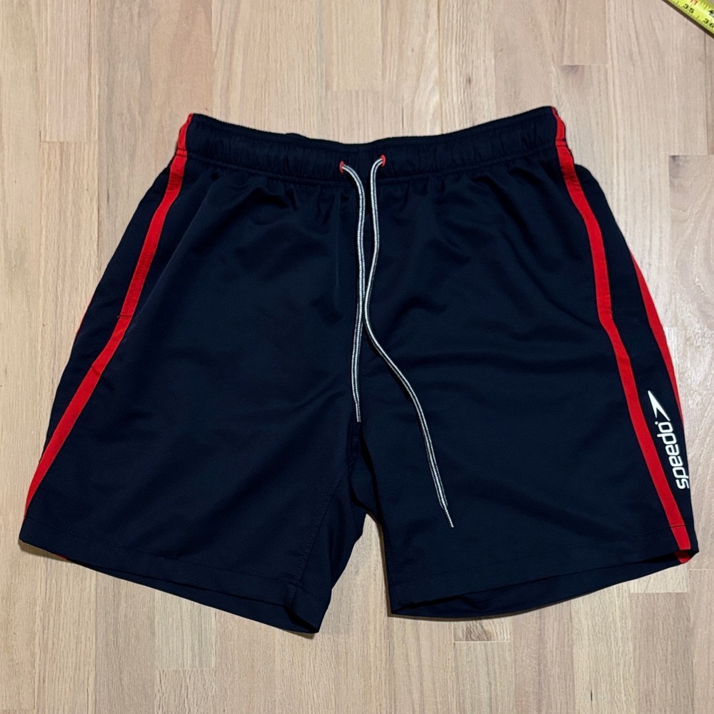 Speedo Men's Athletic Shorts in Dark Navy  with Red Accents